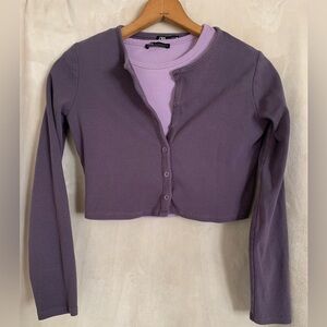 Women’s ZARA Bundle of Long Sleeve Ribbed Cardigan & Tee Shirt